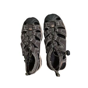 Skechers Hiking Sandals Boys Sz 3 Vented Shoes‎ Brown Faux Leather Child